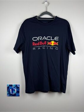Oracle Red Bull Racing Navy Blue Graphic Tee T-Shirt Men’s Large 100% Cotton
